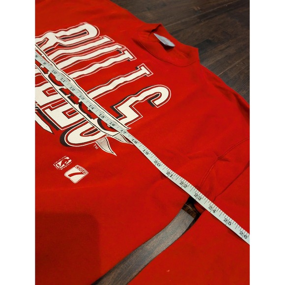 Vintage Chicago Bulls Sweater Mens XL Red NBA Basketball Logo 7 Crewneck 90s - Picture 10 of 11